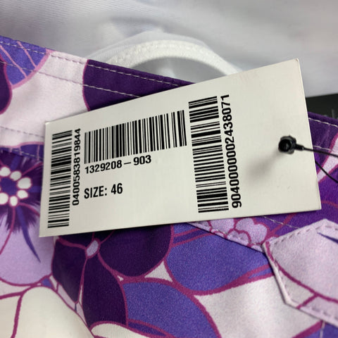 TOM FORD Size S Purple White Floral Polyamide Side Tabs Swim Trunks