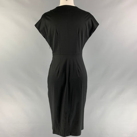 JIL SANDER Talla 4 Vestido negro con mangas japonesas de algodón