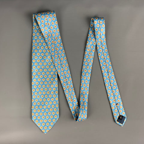 ERMENEGILDO ZEGNA Cravate En Soie Bleu Jaune Pois