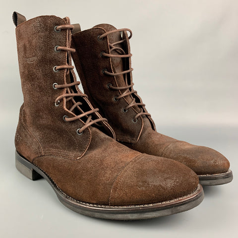 TRIUMPH par PAUL SMITH Taille 11 Bottes à lacets en daim marron