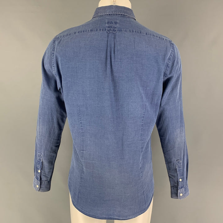 BRUNELLO CUCINELLI Taille M Chemise à manches longues boutonnée en coton bleu