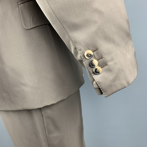 Vintage YVES SAINT LAURENT 42 Regular Taupe Wool Suit