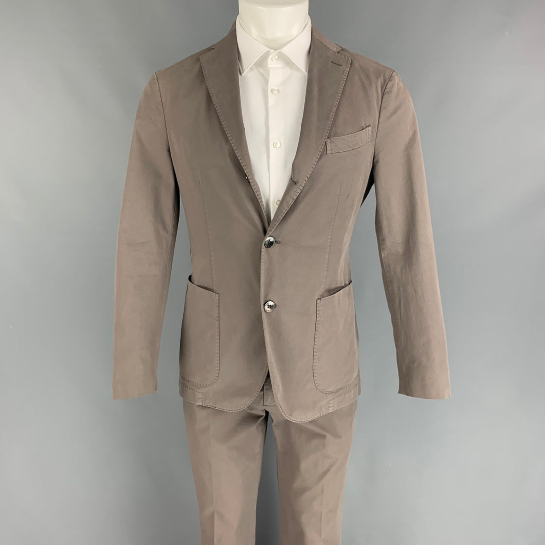 BOGLIOLI Size 36 Grey Cotton Notch Lapel Suit