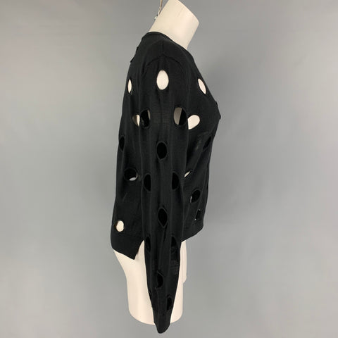 SIMONE ROCHA Taille L Pull à col rond découpé en laine mérinos noire