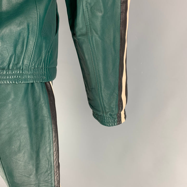 BALLY by Pablo Coppola SS 17 Size S Green White Stripe Leather 2 Piece Set