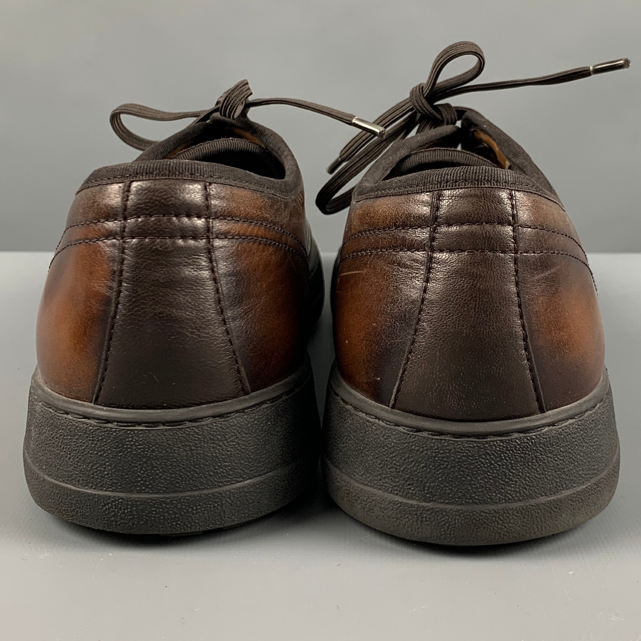 スニーカー Ferragamo Brown Leather Sneakers SALVATORE FERRAGAMO Size 10 Brown Burnished Leather Sneakers