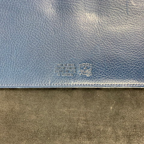 IL BISONTE Blue Pebble Grain Leather Briefcase