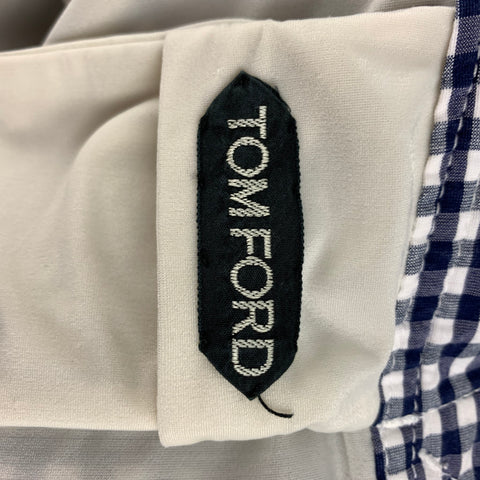 TOM FORD Size 32 Navy & White Gingham Swim Trunks