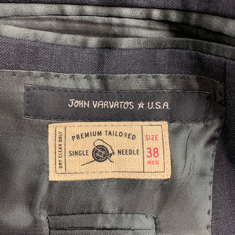 JOHN VARVATOS * U.S.A. Size 38 Regular Black Stripe Wool Peak Lapel Suit