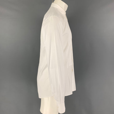 DOLCE & GABBANA Size M White Rhombus Cotton Tuxedo Long Sleeve Shirt