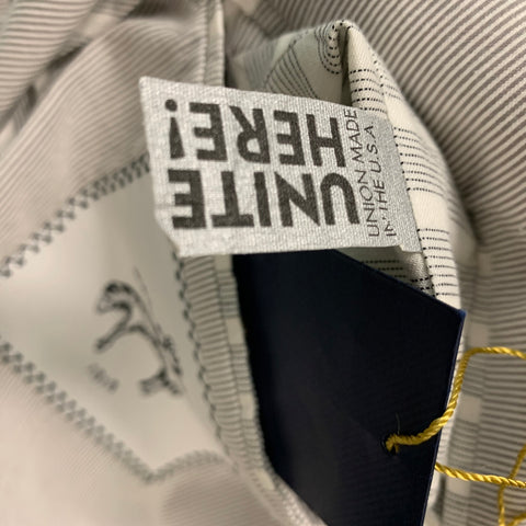 BLACK FLEECE Size 38 Grey White Stripe Cotton Notch Lapel 31 Suit