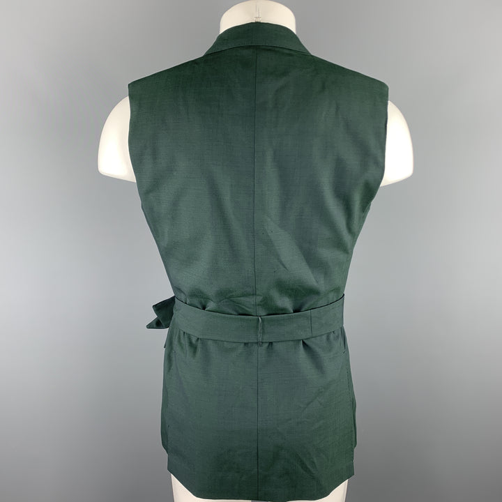 CARLOS CAMPOS Size 38 Forest Green Solid Wool Double Breasted Vest