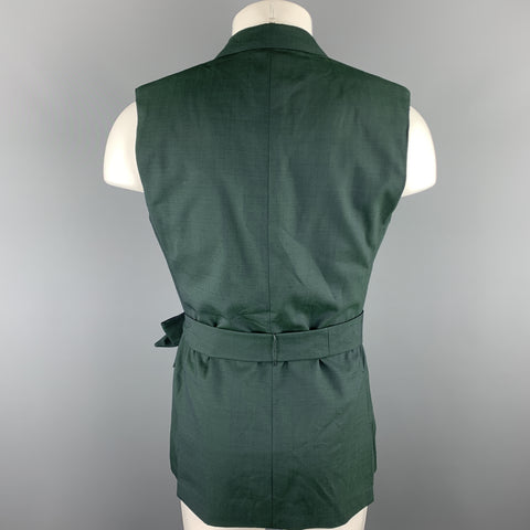 CARLOS CAMPOS Size 38 Forest Green Solid Wool Double Breasted Vest