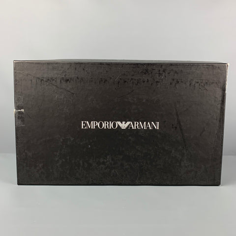 EMPORIO ARMANI Size 10 White Metallic Perforated Leather Spectator Lace Up Shoes