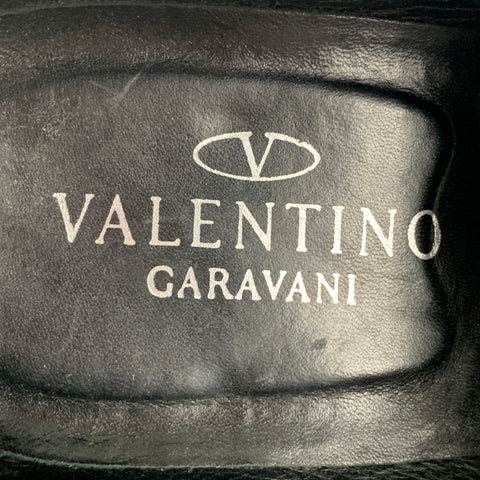 VALENTINO Size 9 Dark green Perforated Leather Wingtip Loafers