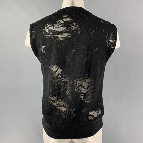 IRO Nuala Size S Black Distressed Cotton Blend Sleeveless Pullover
