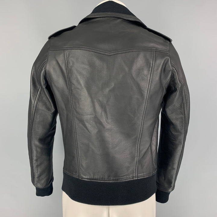 BALMAIN By Olivier Rousteing Size 38 Black Leather Motorcycle Jacket