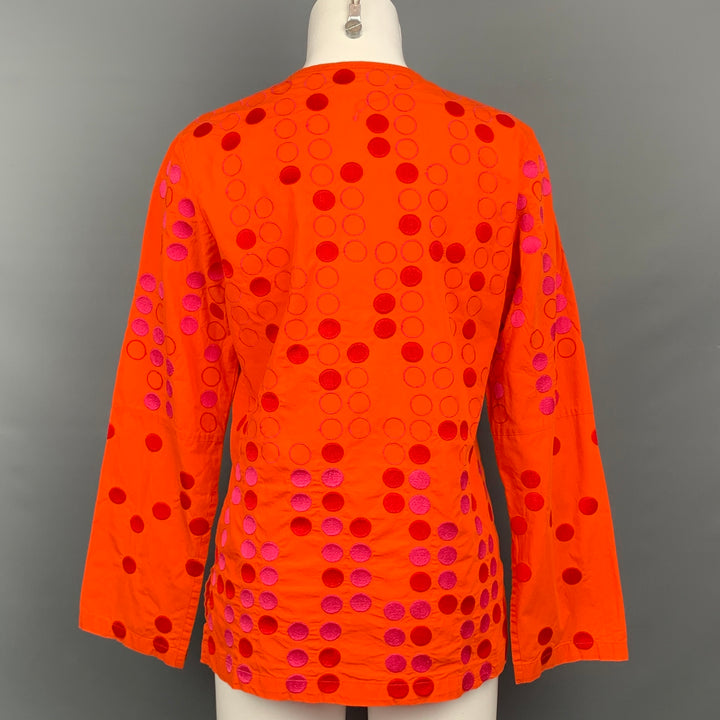ALPANA BAWA Size M Orange & Fuchsia Dot Print Cotton Blouse
