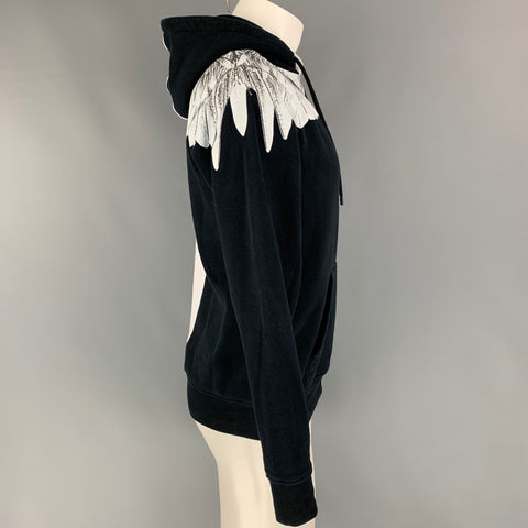 MARCELO BURLON Size XS Black & White Color Block Cotton Hoodie Sweatshirt