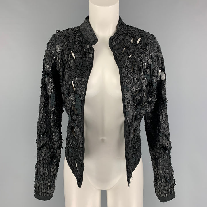 CECILIA DE BUCOURT Size S Black Cotton Beaded Leather Jacket