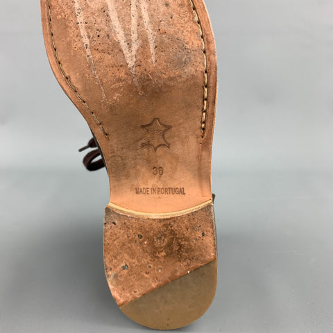 ACOTE Talla 6 Botines con cordones de cuero marrón