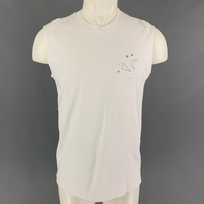 CASABLANCA Size M White Green Cotton Cupid T-shirt
