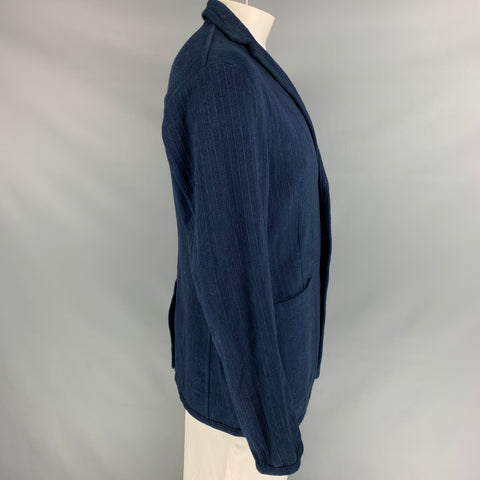 45rpm Size XL Navy Stripe Cotton Notch Lapel Jacket