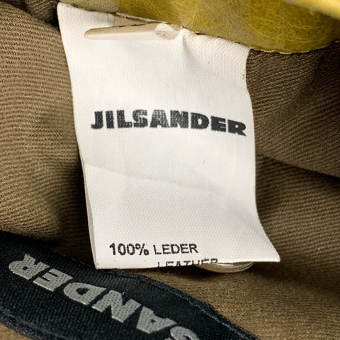 JIL SANDER Size 36 Chartreuse Distressed Leather Coat
