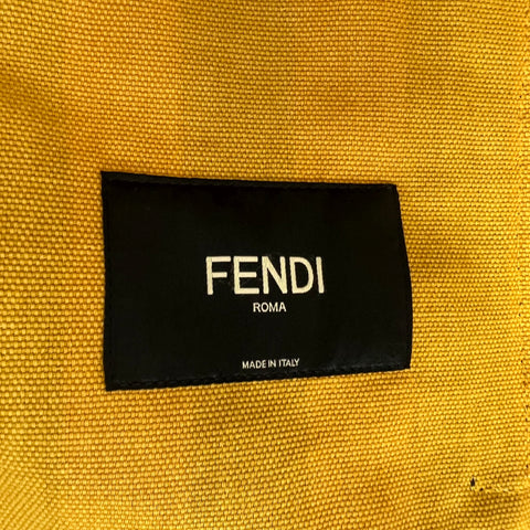 FENDI x JOHN BOOTH Size 40 Yellow Blue Stripe Cotton Lamb Fur Denim Jacket