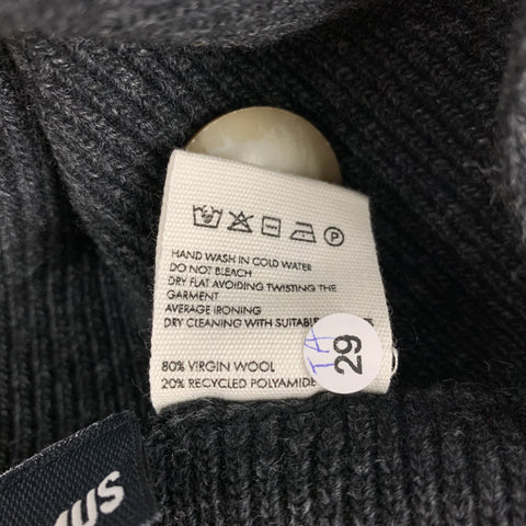 JACQUEMUS Size 2 Charcoal Virgin Wool Blend Ribbed Valerie Off The Shoulder Cardigan