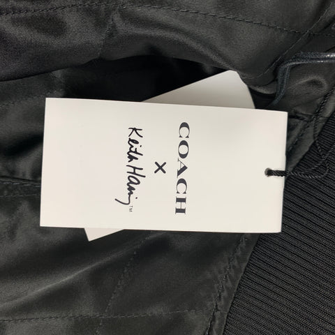 COACH x Keith Haring Size XL Navy Taupe Embroidery Bomber Jacket
