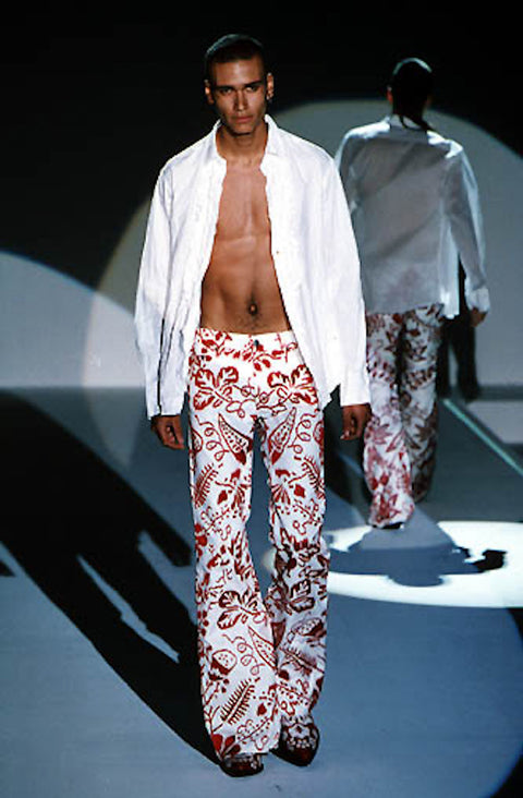 Vintage GUCCI by Tom Ford Size 30 White Red Abstract Cotton Jeans