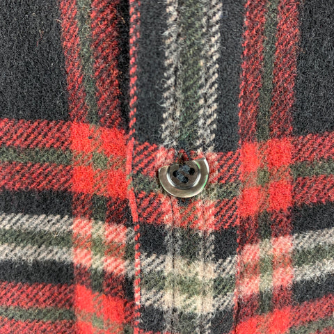 A.P.C. Size L Black Multi-Color Plaid Wool Nylon Button Up Long Sleeve Shirt