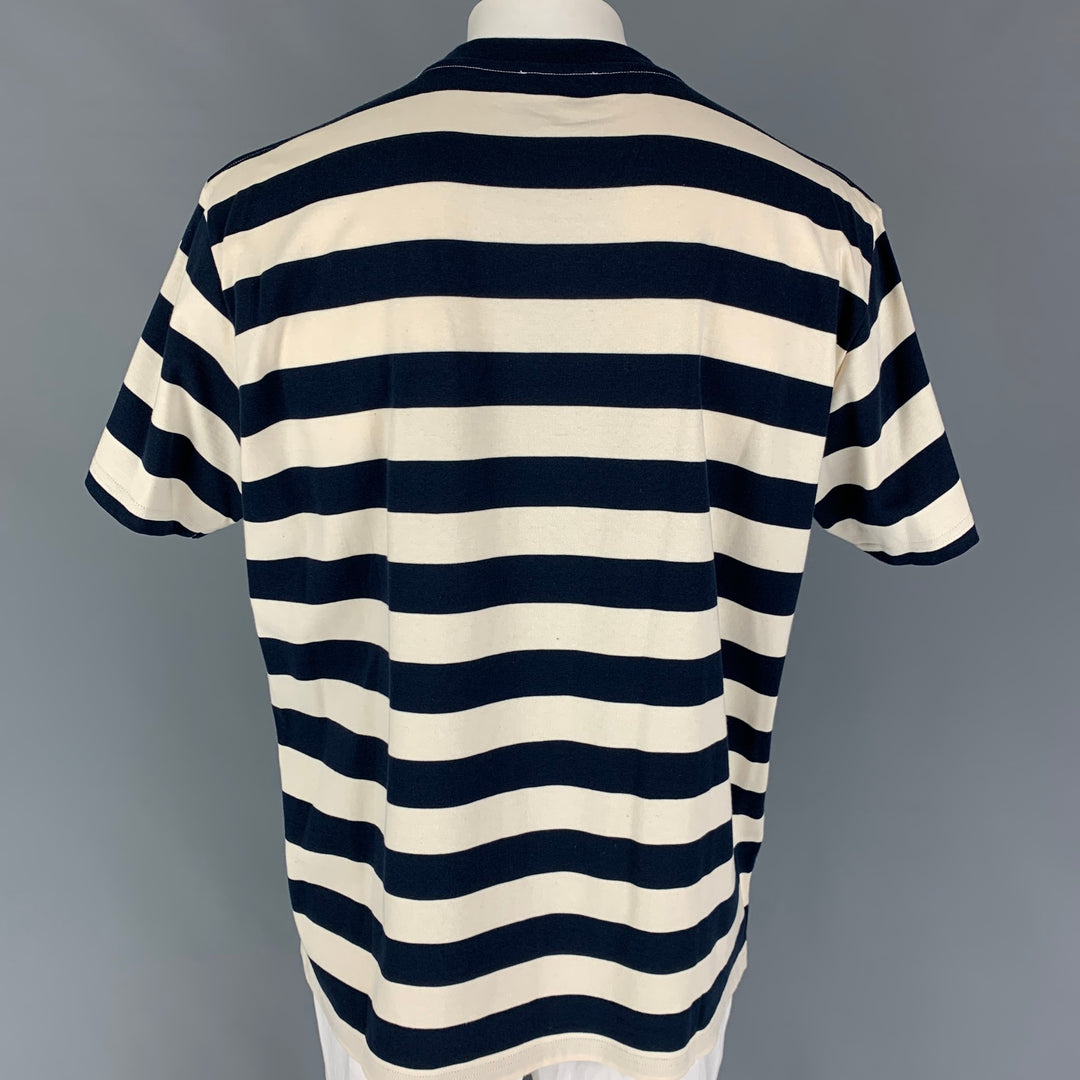 J.W.ANDERSON Size L Navy Cream Stripe Cotton Nautical T-shirt