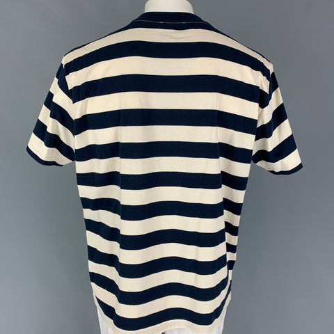 J.W.ANDERSON Size L Navy Cream Stripe Cotton Nautical T-shirt