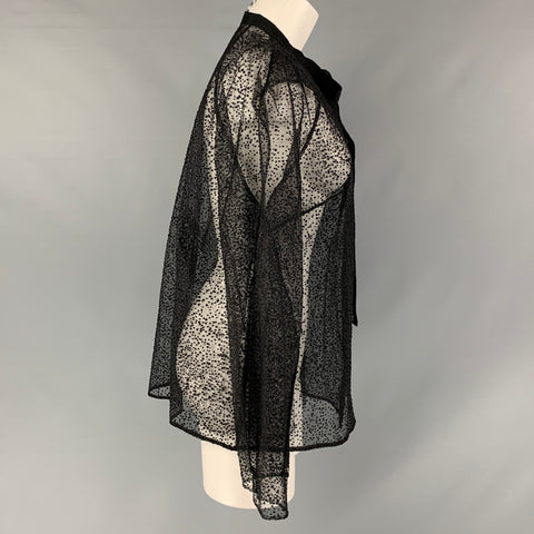 ROLAND MOURET Talla 10 Camisa con botones de encaje de mezcla de viscosa negra