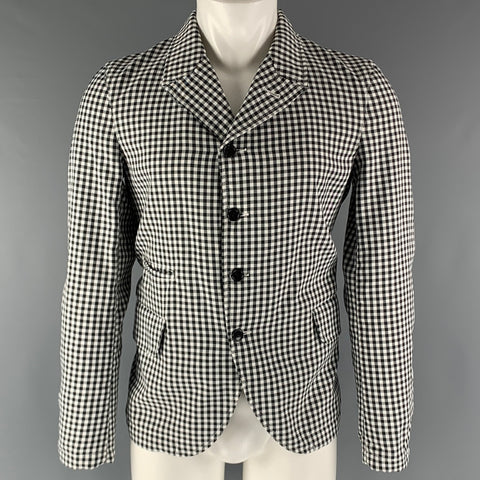 COMME des GARCONS Size M Black White Gingham Polyester Sport Coat
