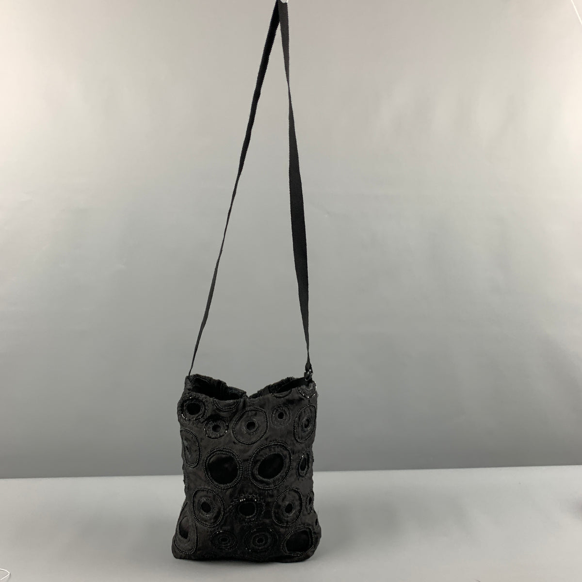 Ann Demeulemeester black embroidered and beaded cross-body handbag from the Sui Generis archive