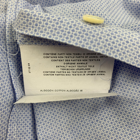 ETRO Size 42 Light Blue White Textured Cotton Button Down Long Sleeve Shirt