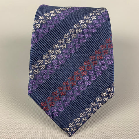 ROZBORA Blue Purple Abstract Silk Tie