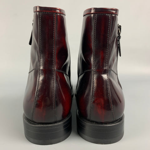 AQUATALIA Talla 10.5 Botas con cordones de cuero burdeos