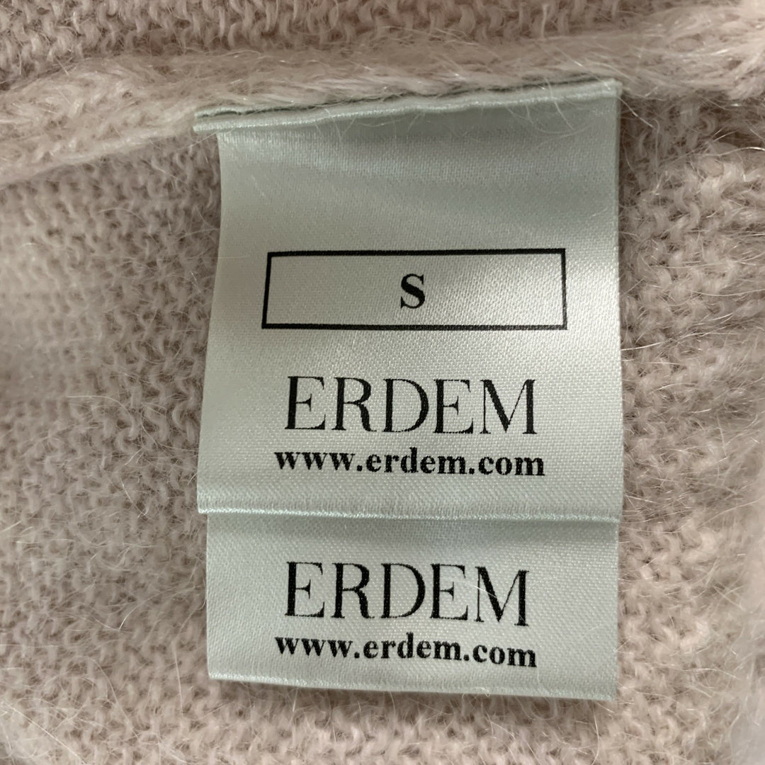 ERDEM Size S Pink Mohair Blend V-Neck Cardigan