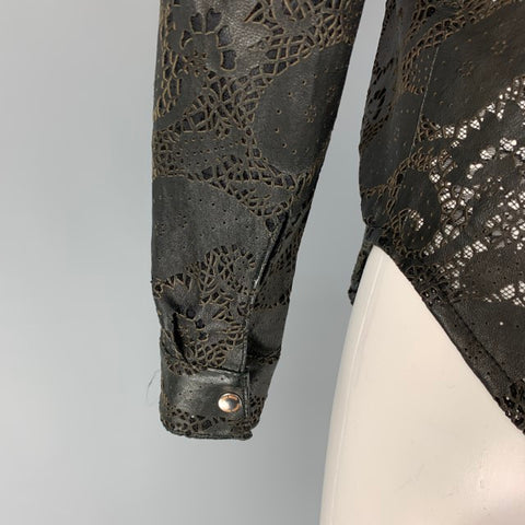 GIORGIO BRATO Taille 4 Blazer veste zippée perforée en dentelle noire