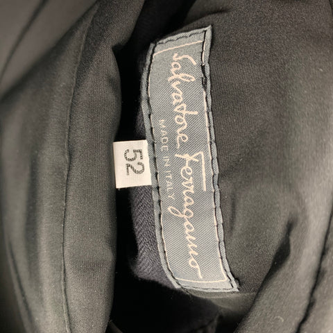 SALVATORE FERRAGAMO Size 42 Black Leather Zip & Snaps Reversible Coat