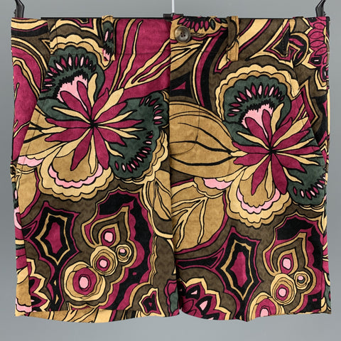 MR TURK Size 28 Multi-Color Floral Cotton Zip Fly Shorts