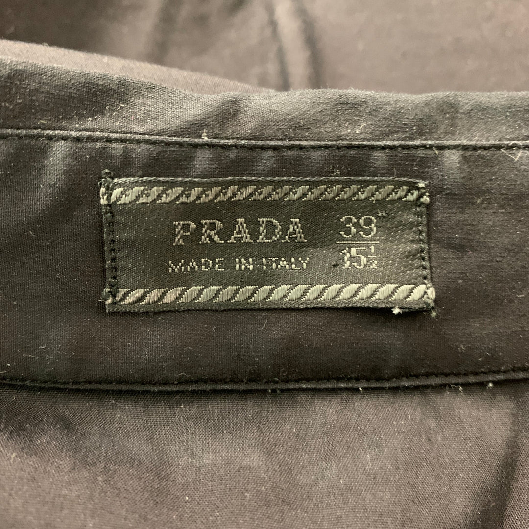 PRADA Size M Black Solid Cotton Blend One pocket Short Sleeve Shirt