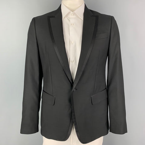 DSQUARED2 Size 42 Black Wool Silk Peak Lapel Sport Coat