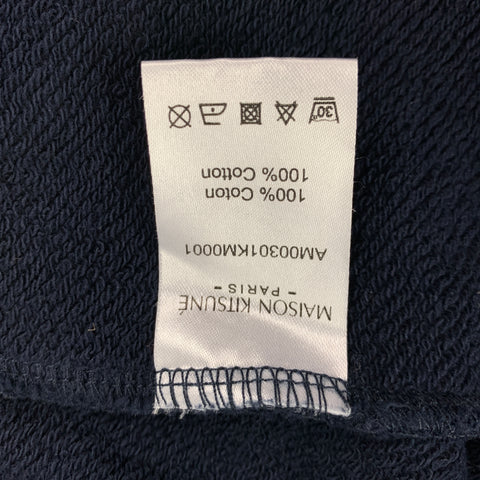 MAISON KITSUNE Size M Navy White Graphic Cotton Crew-Neck Sweatshirt
