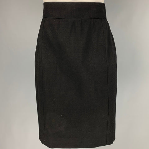 CHANEL Talla 8 Falda por debajo de la rodilla de lycra de lana negra