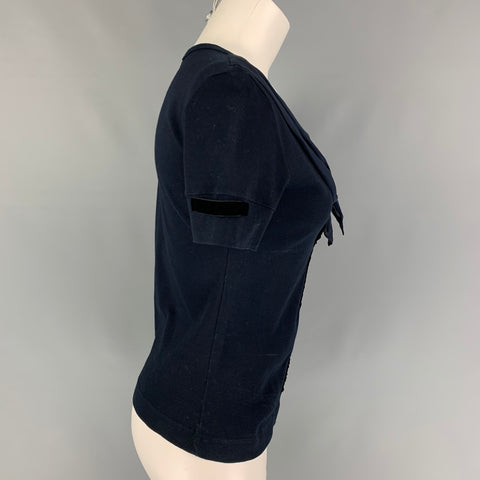 DOLCE & GABBANA Size 4 Navy Cotton Blend Short Sleeve Casual Top